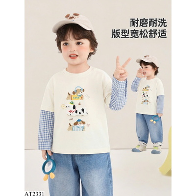 AT2331 ÁO THUN DÀI TAY GIẢ PHỐI MẢNH
