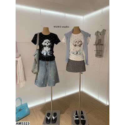 AM5323 ÁO THUN IN HỌA TIẾT CÚN CƯNG W.G.W.E