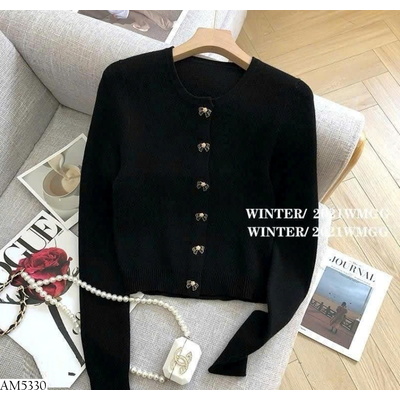 AM5330 ÁO CARDIGAN ĐEN CÚC NƠ