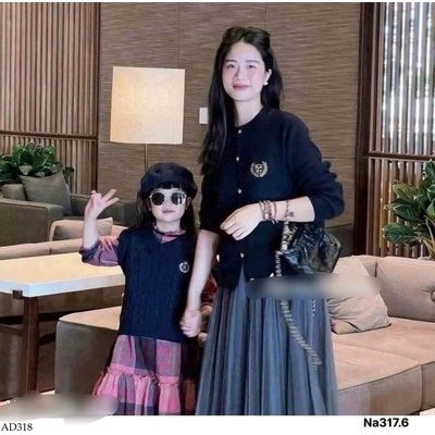 AD318 ÁO LEN CARDIGAN MẸ VÀ BÉ  