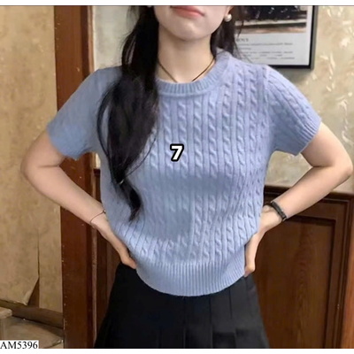 AM5396 ÁO LEN DỆT KIM TAY NGẮN NỮ