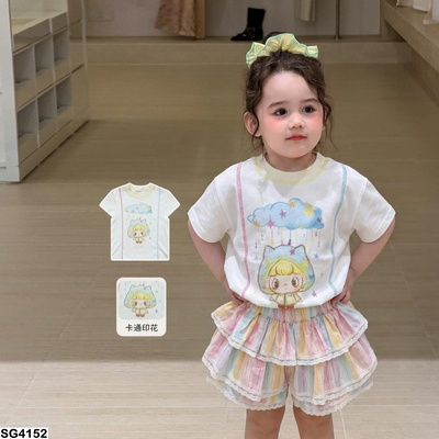 SG4152 SET ÁO THUN CÔ GÁI & QUẦN SHORT CẦU VỒNG