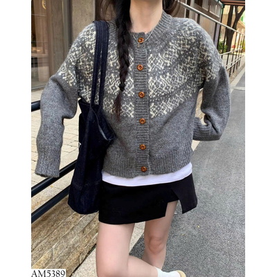 AM5389 ÁO LEN THỔ CẨM CÚC NÂU