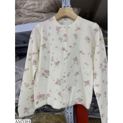 AM5384 ÁO CARDIGAN LEN MỎNG IN HOA MÙA THU
