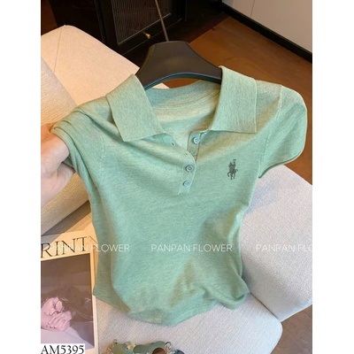 AM5395 ÁO LEN DỆT KIM POLO THÊU NGỰA