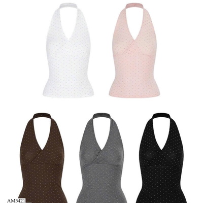 AM5421 ÁO CỔ YẾM CHẤM BI MOSESQUEEN