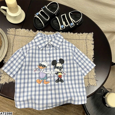 AT2398 ÁO SƠ MI KẺ CARO MICKEY CHO BÉ TRAI