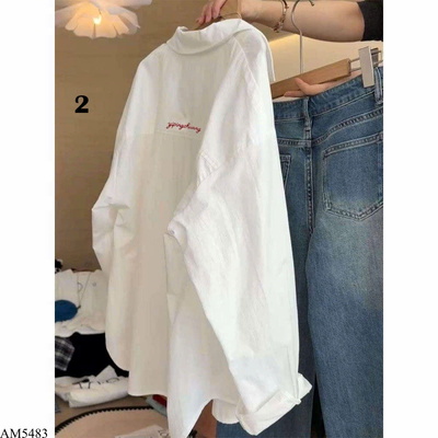 AM5483  ÁO SƠ MI DÁNG RỘNG THÊU CHỮ UNISEX