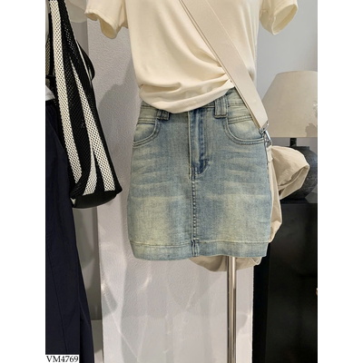 VM4769 CHÂN VÁY JEANS NGẮN BASIC