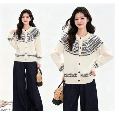 AM5517 ÁO CARDIGAN LEN DỆT HỌA TIẾT CỰC XINH