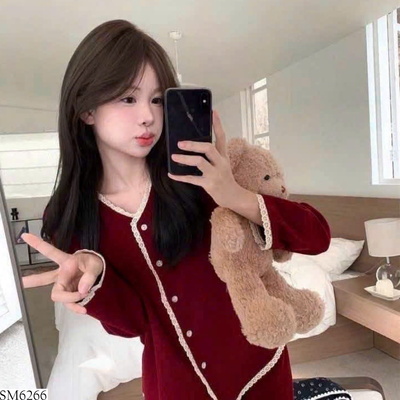 SM6266 BỘ ĐỒ NGỦ DÀI TAY REN CHO NỮ
