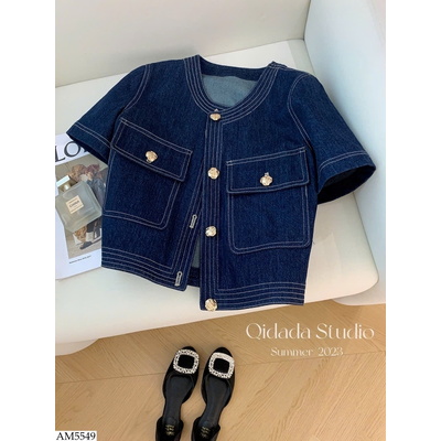 AM5549 ÁO DENIM PHỐI CÚC CHO NỮ