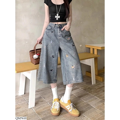 QM7610 QUẦN JEAN NGỐ NỮ THÊU CÚN