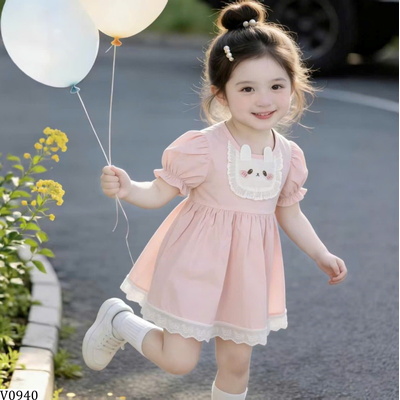 V0940 VÁY REN HOẠT HÌNH CỔ TRÒN CHO BG
