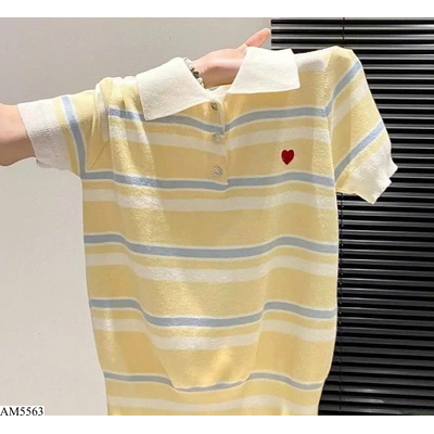 AM5563 ÁO LEN DỆT KIM POLO SỌC PHỐI MÀU