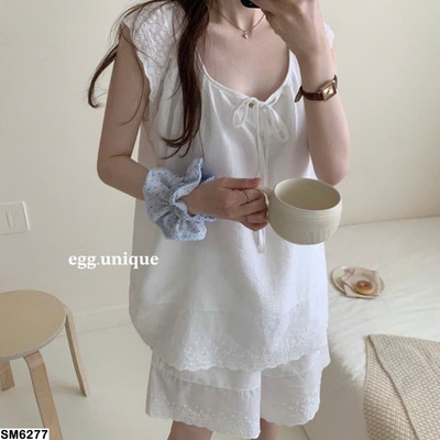 SM6277 BỘ ĐỒ NGỦ SÁT NÁCH VIỀN REN NỮ