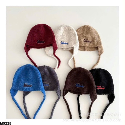 M5225 MŨ LEN CHE TAI THÊU CHỮ CHO BÉ