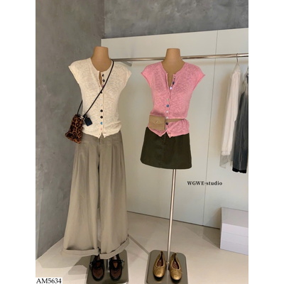 AM5634 ÁO LEN CỔ TRÒN CÀI CÚC W.G.W.E