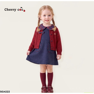 SG4222 SÉT VÁY MIX CARDIGAN ĐỎ CHERRYCOCO
