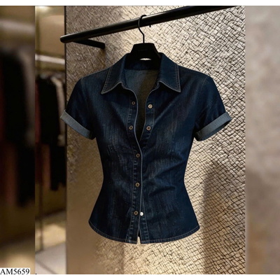 AM5659 ÁO SƠ MI NGẮN TAY DENIM NỮ