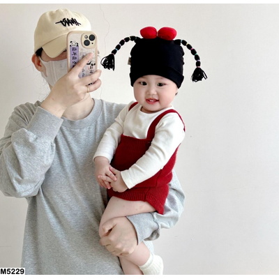 M5229  MŨ COTTON GIẢ TÓC TẾT ĐUÔI SAM