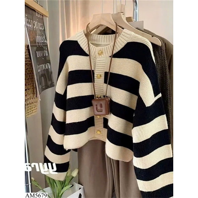 AM5679 ÁO CARDIGAN LEN KẺ SỌC NỮ