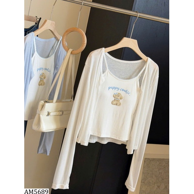 AM5689  SET 2 MÓN ÁO HAI DÂY MIX CARDIGAN NỮ ANNA