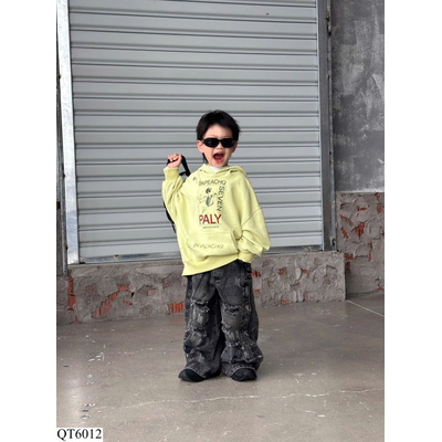 QT6012  QUẦN JEAN ỐNG RỘNG RÁCH CHO BT