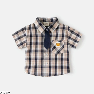 AT2539 ÁO SƠ MI NGẮN TAY KÈM CÀ VẠT WELLKIDS