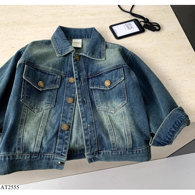 AT2555 KHOÁC JEANS TÚI NGỰC BẠC MÀU
