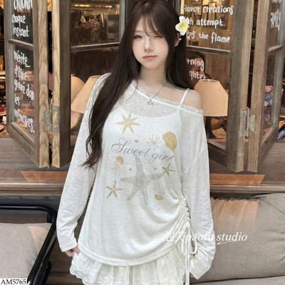 AM5765 ÁO TRỄ VAI DÂY RÚT CHO NỮ