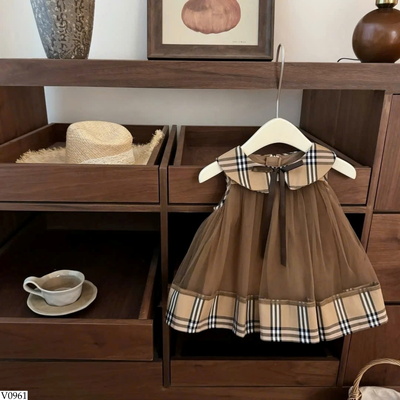 V0961 VÁY CÔNG CHÚA CỔ CARO PHỐI LƯỚI