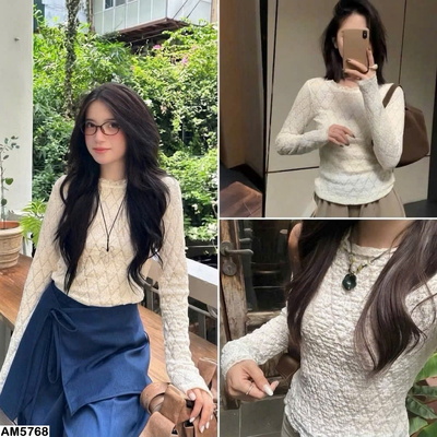 AM5768  ÁO REN DÀI TAY THU ĐÔNG NỮ
