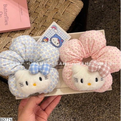 BD774 SET 2 DÂY BUỘC TÓC KITTY CHẤM BI CHO BÉ GÁI