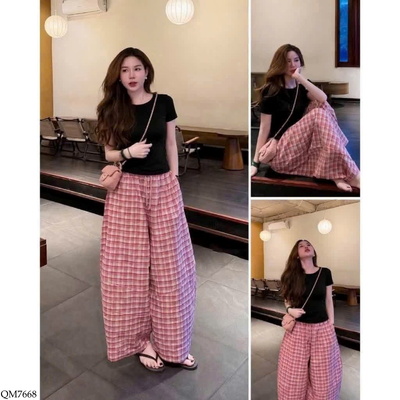 QM7668 QUẦN KẺ ỐNG RỘNG ANNA