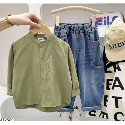 AT2569 ÁO SƠ MI CỔ TÀU TÚI KHÓA KACADY