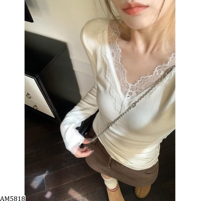 AM5818 ÁO CỔ V PHỐI REN CHO NỮ