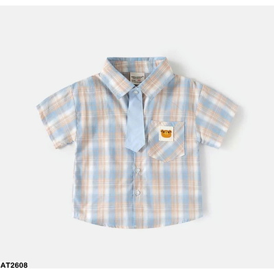 AT2608 ÁO SƠ MI NGẮN TAY KÈM CÀ VẠT WELLKIDS