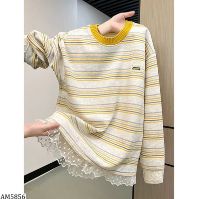 AM5856  ÁO DÀI TAY KẺ PHỐI REN CHO NỮ