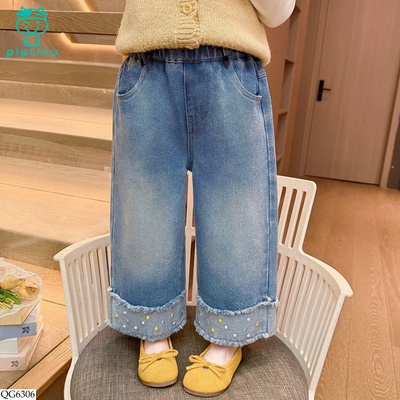 QG6306 QUẦN JEAN ỐNG RỘNG TUA RUA