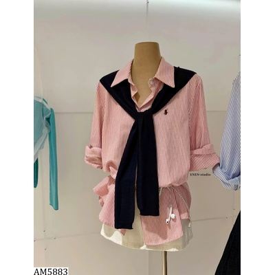 AM5883 SƠ MI KẺ SỌC THÊU NGỰA W.G.W.E