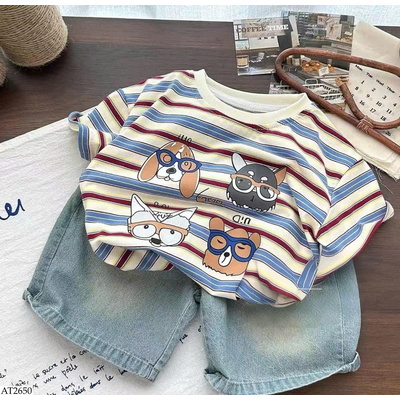 AT2650 ÁO THUN KẺ HỌA TIẾT CHO BT