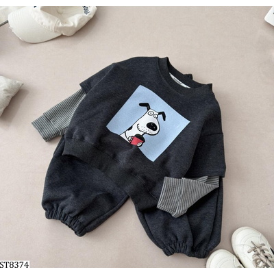 ST8374 BỘ NỈ CÚN XÁM