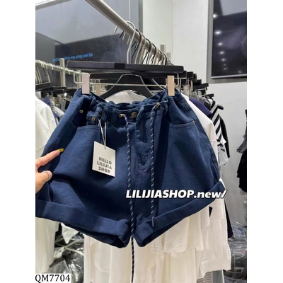 QM7704 QUẦN SHORT DENIM CẠP RÚT DÂY