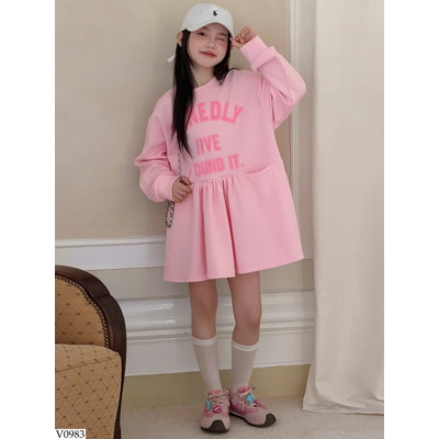 V0983 VÁY BABYDOLL PHỐI CHỮ CHO BÉ