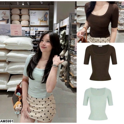 AM5991 ÁO THUN CỘC TAY CỔ CHỮ U MOSESQUEEN