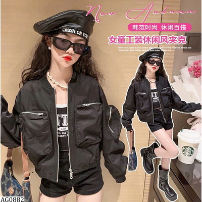 AG0882  ÁO DÂY CROPTOP + ÁO KHOÁC BOMBER