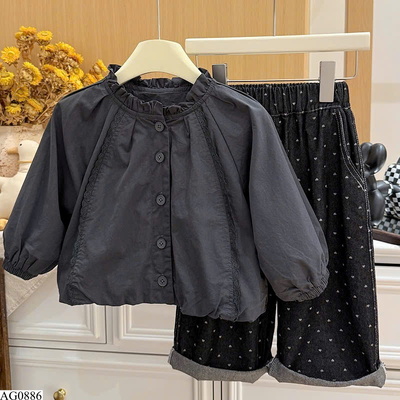 AG0886 ÁO BABYDOLL ĐEN BÉ GÁI