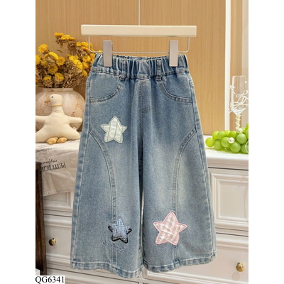 QG6341 QUẦN JEANS SUÔNG NGÔI SAO BÉ GÁI