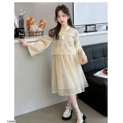 V0990 VÁY BÉ GÁI PHONG CÁCH TRUNG HOA